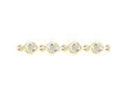 10K Yellow Gold 0.50ctw Shiny Pave Diamond Fashion Twist Flower Link Bracelet