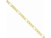 14k Yellow Gold 8in 8.75mm Flat Figaro Chain Bracelet