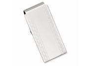 Rhodium Plated Stainless Steel Patterned Edge Hinged Engravable Money Clip