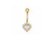 10k Yellow Gold w Synthetic CZ Heart Belly Dangle