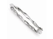 Sterling Silver Rhodium Plated 7in 5.00mm Polished Twisted Hinged Bangle