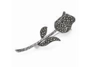 Sterling Silver Marcasite Rose Pin