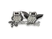 Sterling Silver Marcasite w Black Agate Mother Of Pearl Freshwater. Cultured Pear Pin