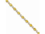14k Yellow Gold 7in Citrine Diamond Bracelet