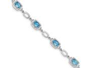 Sterling Silver 7.5in W Rhodium plated Light Swiss Blue Topaz Link Bracelet