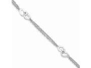 Sterling Silver 7in Rhodium plated Hearts Double Chain Bracelet
