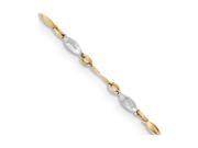 14K Two Tone White Yellow Gold 10in Polished w 1in ext. Anklet