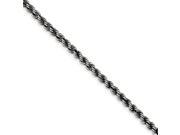 Sterling Silver 9in Ruthenium 4mm Rope Chain Bracelet