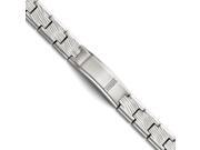 Stainless Steel Engravable 9in Polished and Matte Synthetic CZ Bracelet