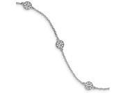 Sterling Silver 5.75in Polished Circles with Synthetic CZ Bracelet