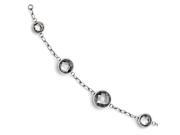 Stainless Steel 7.5in Glass Polished Bracelet