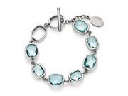 Stainless Steel 7.5in Polished Blue Synthetic CZs Toggle w .5in. ext. Bracelet
