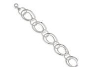 Sterling Silver Polished Textured Circle 7.5in Bracelet