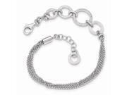 Sterling Silver 7.25in Polished Textured Diamond Cut w 1in Ext. Bracelet