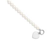 Sterling Silver Engravable 7.5in 8 9mm White Freshwater Cultured Pearl Heart Toggle Bracelet