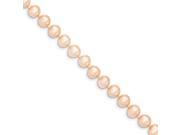 14k Yellow Gold 7.25in 7 8mm Pink Egg Shape Freshwater Cultured Pearl Bracelet