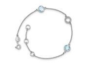 Sterling Silver 7.25in Rhodium plated White Ice Blue Topaz and .05 ct Diamond Bracelet