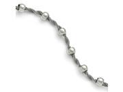 Stainless Steel 8.25in Polished Beaded and Twisted Bracelet