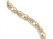 14K Yellow Gold 7.5in Textured and Polished Fancy Bracelet