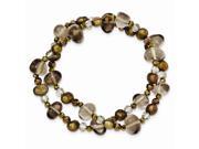 Freshwater Cultured Pearls Crystal and Quartz 2 strand Stretch Bracelet