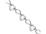Stainless Steel 7.25in Polished Hearts Bracelet