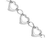 Stainless Steel 7.75in Polished Hearts Bracelet