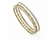 Cheryl M Sterling Silver 8in 14k Gold plated Synthetic CZ Three Bangle Bracelet Set