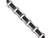 Stainless Steel Black plated Textured 9in Bracelet