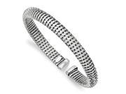 Sterling Silver Polished Rhodium plated Textured Twist Cuff Bracelet Bangle