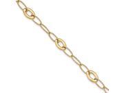 14k Yellow Gold 8in Polished and Textured Link Bracelet