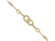 14k Yellow Gold 7.5in Polished and Textured Fancy Link Bracelet