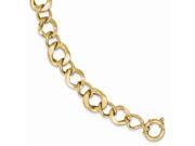 14k Yellow Gold 8in Polished and Brushed Fancy Link Bracelet
