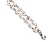Stainless Steel 7.5in Peach Freshwater Cultured Pearl w 1.5in. ext. Bracelet