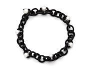 7.5in Black Fabric with White Freshwater Cultured Pearls Bracelet
