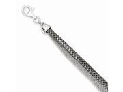 Sterling Silver 7.5in 2 Strand with Black Rhodium Plated Woven Box Link Bracelet