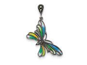 Sterling Silver Marcasite Multi Color Epoxy Butterfly Earrings 1.5IN Long x 1IN Wide