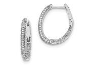 Sterling Silver Synthetic CZ In & Out Hinged Post Hoop Earrings (0.9IN Long x 0.8IN Wide) Sterling Silver Synthetic CZ In & Out Hinged Post Hoop Earrings (0.9IN Long x 0.8IN Wide)