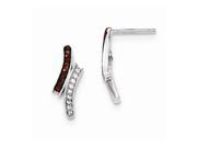 Sterling Silver Polished Synthetic CZ & Red Glass Stone Post Earrings (0.7IN Long) Sterling Silver Polished Synthetic CZ & Red Glass Stone Post Earrings (0.7IN Long)