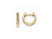 14K Yellow Gold Polished Diamond Hinged Hoop Earrings 0.5IN Diameter