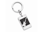 Stainless Steel Polished Black Carbon Fiber Inlay Guitar Key Ring