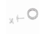 Sterling Silver Synthetic CZ Circle Slide Pendant and X Stud Earrings Set 0.5IN Long