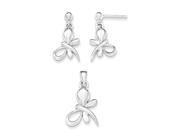 Sterling Silver Polished Dragonfly Pendant and Post Earrings Set