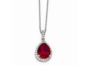 Cheryl M Sterling Silver 18in W/ Rhodium-plated Synthetic Ruby & CZ Pendant Necklace Cheryl M Sterling Silver 18in W/ Rhodium-plated Synthetic Ruby & CZ Pendant Necklace