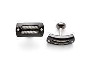 Titanium Sterling Silver Black Ti Polished w Cable Inlay Cuff Links
