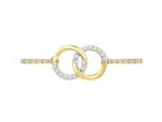 10K Yellow Gold 0.10ctw Shiny Pave Diamond Fashion Interlock Circle Bracelet