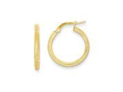 14k Yellow Gold Textured Hoop Earrings 0.9IN Long