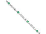 Sterling Silver Emerald and Diamond Bracelet Color H I Clarity SI2 I1