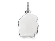 Sterling Silver Engravable Girl Disc Charm 0.6IN long x 0.4IN wide