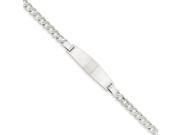 14k White Gold Engravable 8in Solid Polished Curb Mens ID Bracelet Plate 1.5in x0.4in