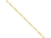 14k Yellow Gold 7in 5.25mm Flat Figaro Chain Bracelet